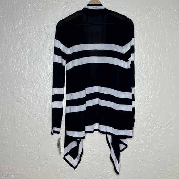 INC Women's Black White Colorblock Draped Open Front Cardigan Size M NWT - Picture 2 of 7
